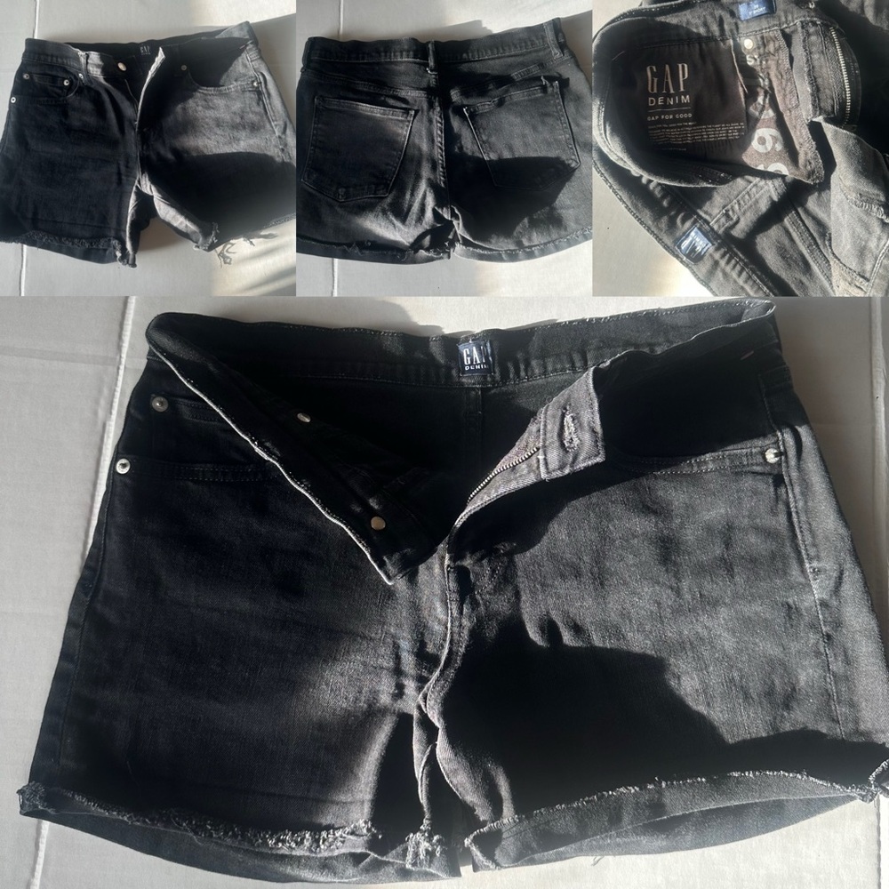 ✨🖤 Gap Denim High Rise 5” Shorts Faded Black Size 29 Cutoff Raw Hem